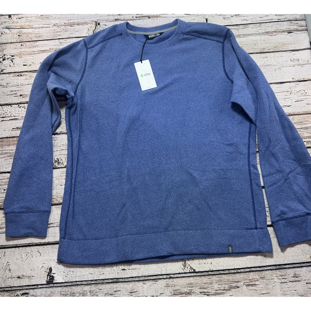 Stio Men's Turpin Fleece Crew Shirt Cobalt Night Heather Blue Size XL NWT